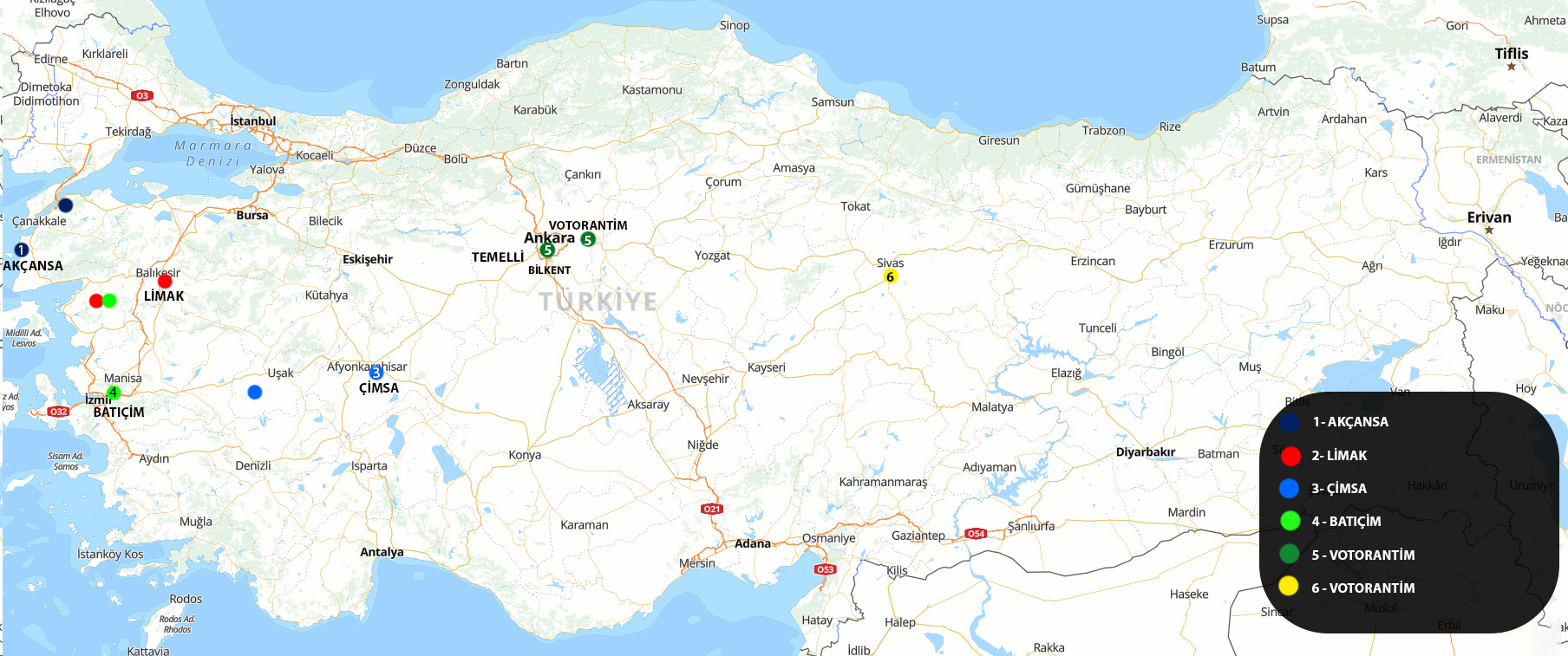 Sevkiyat Yapılan Bölgeler
